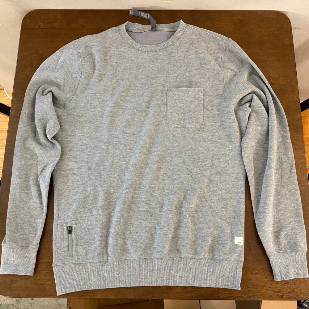 Vuori Light Gray Men's Crewneck Sweater